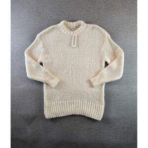 NWT Urban Outfitters Sweater‎ Womens M Cream Ribbed Oversized Slouchy Crewneck